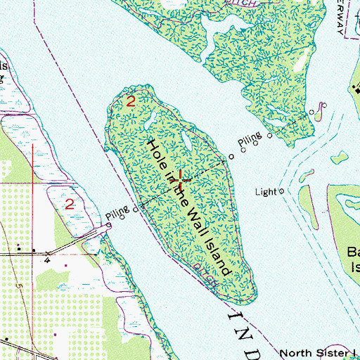 Topographic Map of Hole in the Wall Island, FL