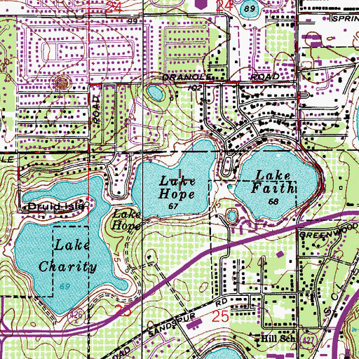 Topographic Map of Lake Hope, FL