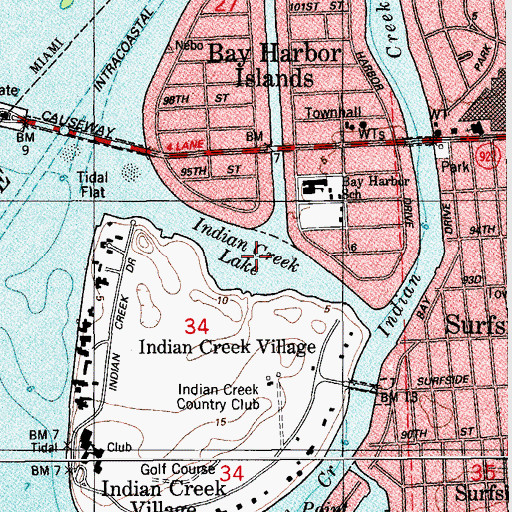 Topographic Map of Indian Creek Lake, FL
