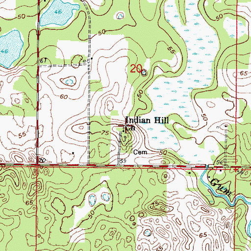 Topographic Map of Indian Hill Church, FL