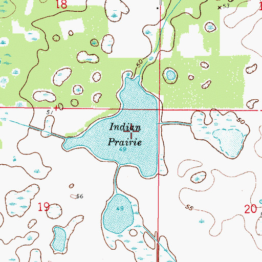 Topographic Map of Indian Prairie, FL