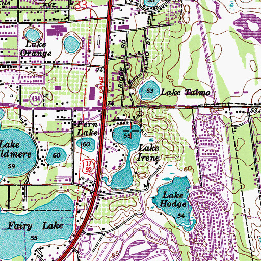 Topographic Map of Lake Irene, FL