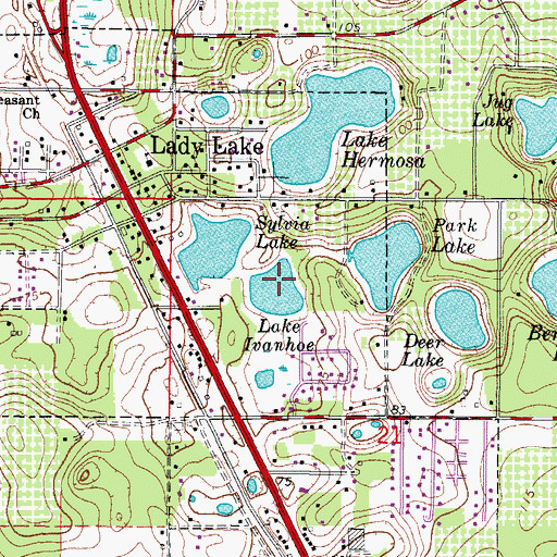 Topographic Map of Lake Ivanhoe, FL