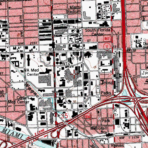 Topographic Map of University of Miami-Jackson Memorial Medical Center, FL