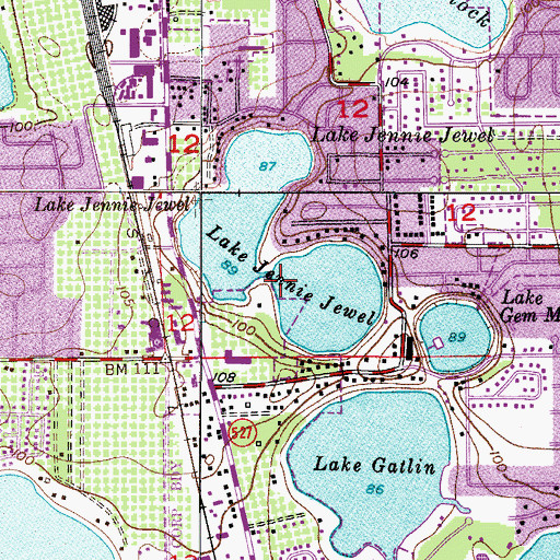 Topographic Map of Lake Jennie Jewel, FL