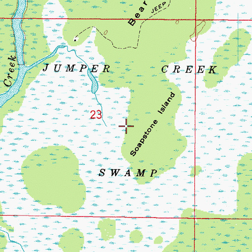Topographic Map of Jumper Creek Swamp, FL