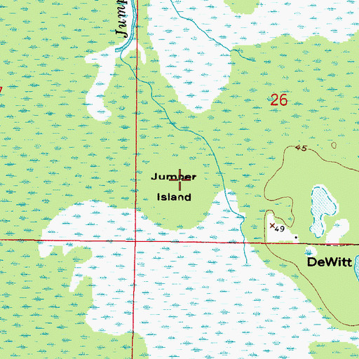 Topographic Map of Jumper Island, FL
