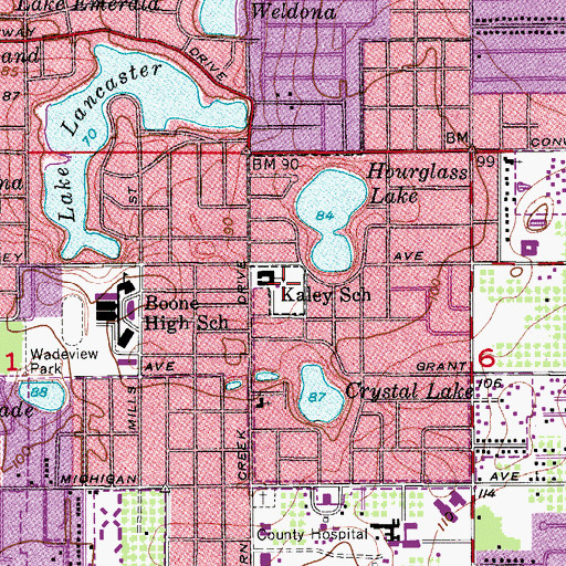 Topographic Map of Kaley Elementary School, FL