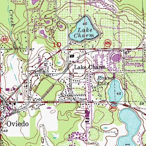 Topographic Map of Lake Charm, FL