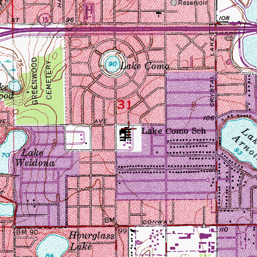 Topographic Map of Lake Como Elementary School, FL