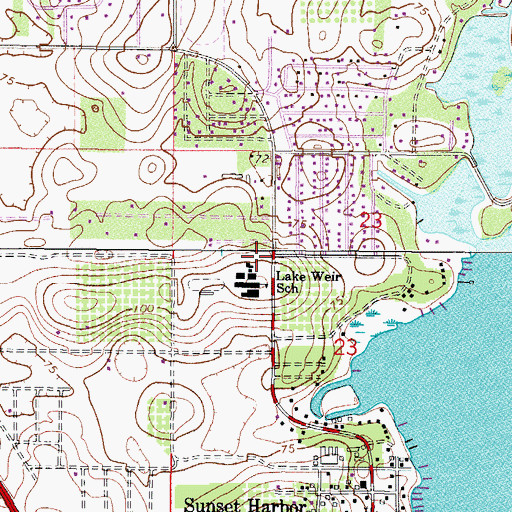 Topographic Map of Lake Weir Middle School, FL