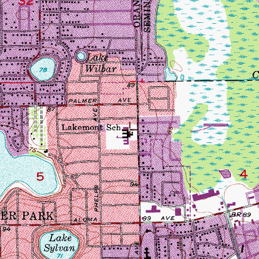 Topographic Map of Lakemont Elementary School, FL