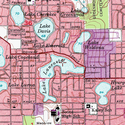 Topographic Map of Lake Lancaster, FL