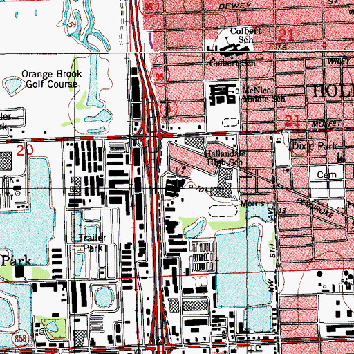 Topographic Map of South Area Alternative School, FL