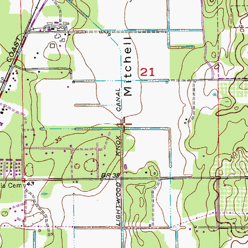 Topographic Map of Lightwood Knox Canal, FL