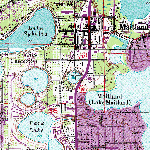 Topographic Map of Lake Lily, FL