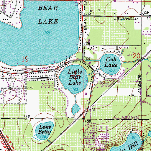 Topographic Map of Little Bear Lake, FL