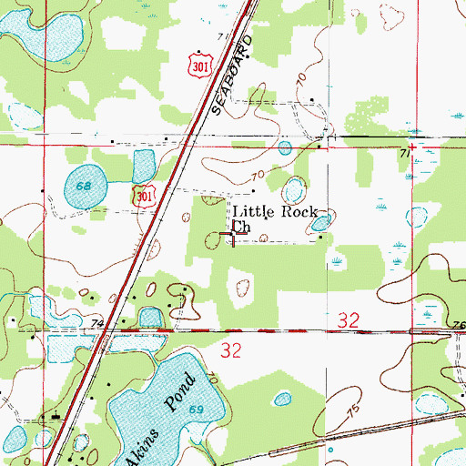 Topographic Map of Little Rock Missionary Baptist Church, FL
