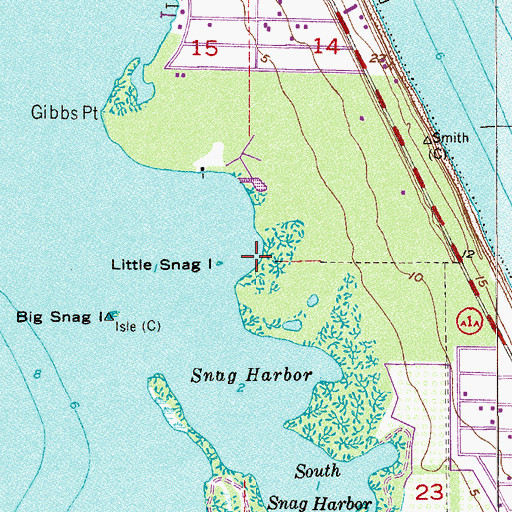 Topographic Map of Little Snag, FL