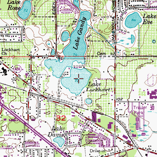 Topographic Map of Lake Lockhart, FL