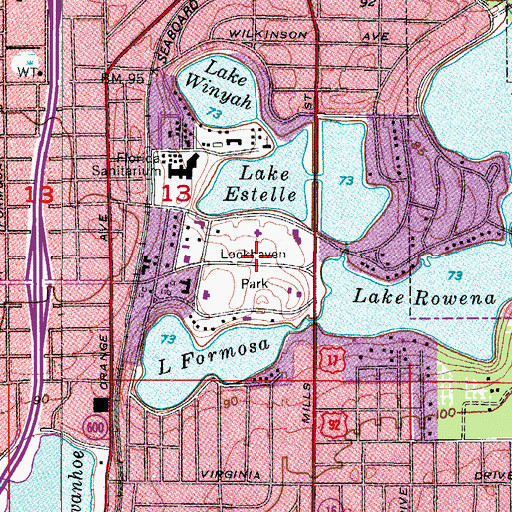 Topographic Map of Lockhaven Park, FL