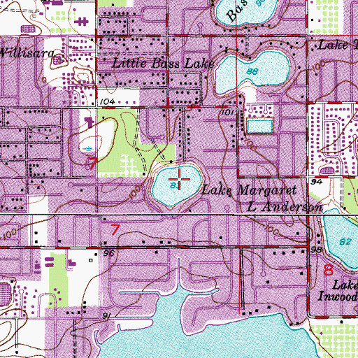 Topographic Map of Lake Margaret, FL