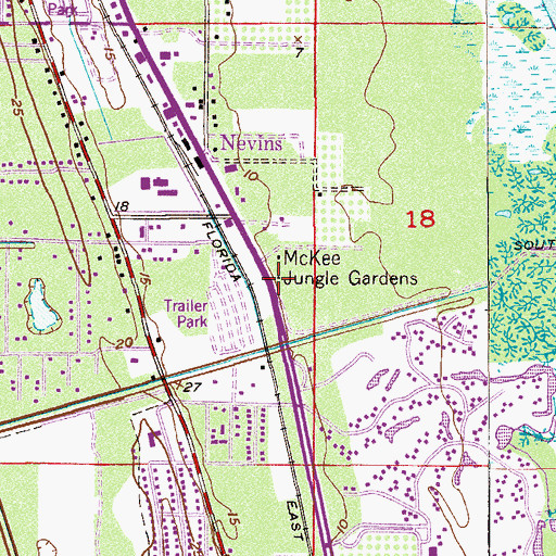 Topographic Map of McKee Botanical Garden, FL