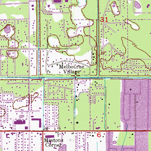 Topographic Map of Melbourne Village, FL