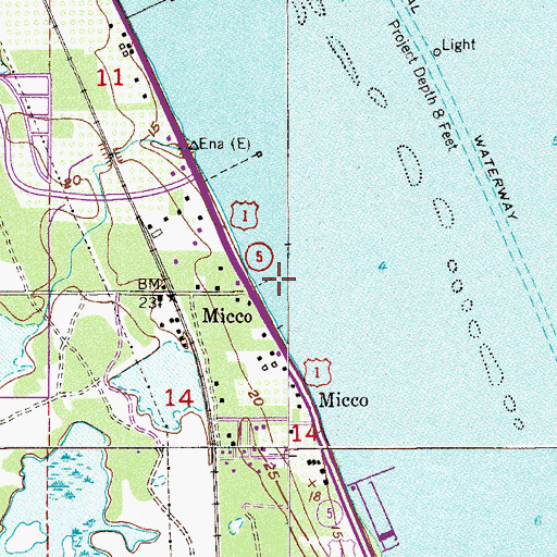 Topographic Map of Micco, FL