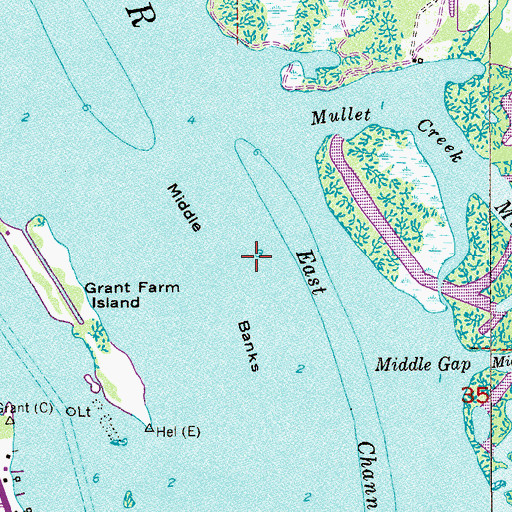 Topographic Map of Middle Banks, FL