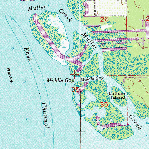 Topographic Map of Middle Gap, FL
