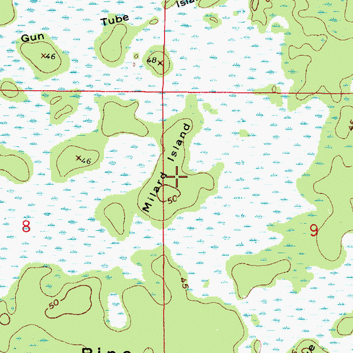 Topographic Map of Millard Island, FL