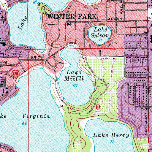Topographic Map of Lake Mizell, FL