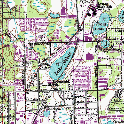 Topographic Map of Lake Mobile, FL