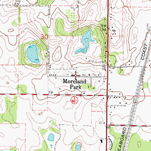 Topographic Map of Moreland Park, FL