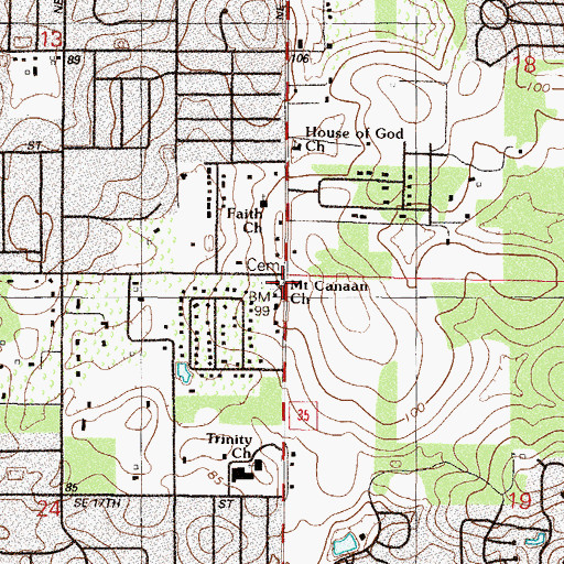 Topographic Map of Mount Canaan Missionary Baptist Church, FL