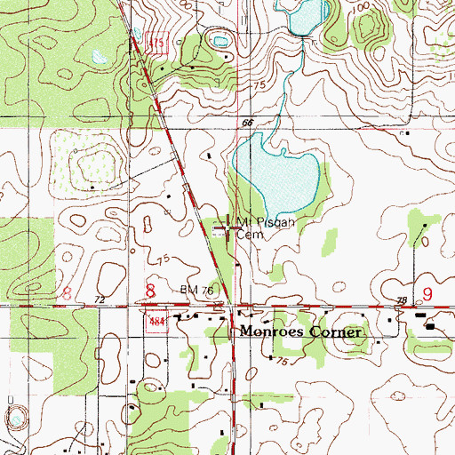 Topographic Map of Mount Pisgah Cemetery, FL