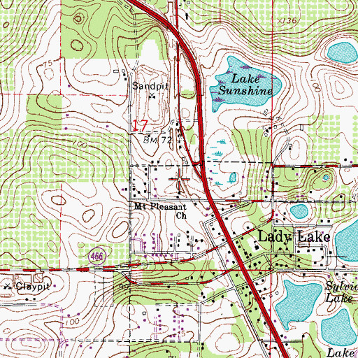 Topographic Map of Mount Pleasant Baptist Church, FL