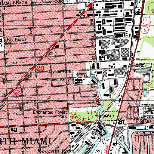 Topographic Map of Natural Bridge Elementary School, FL