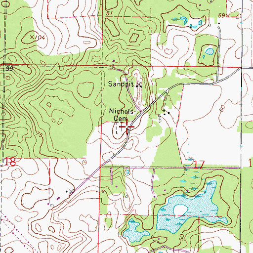 Topographic Map of Nichols Cemetery, FL