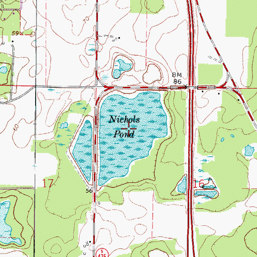 Topographic Map of Nichols Pond, FL