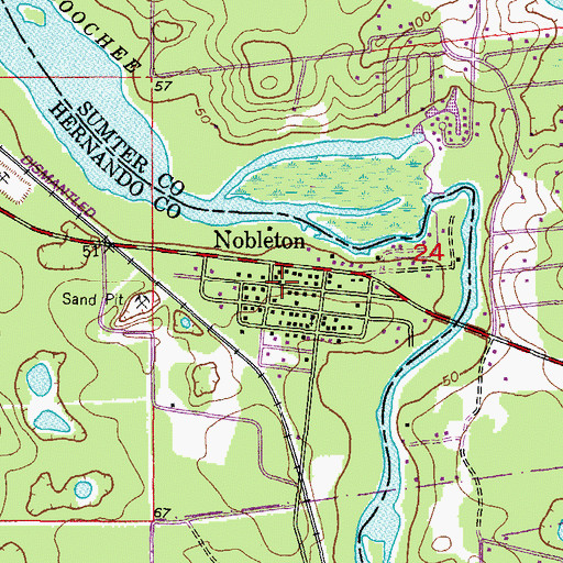Topographic Map of Nobleton, FL