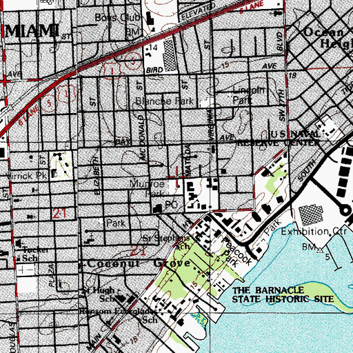 Topographic Map of Oak Avenue Park, FL