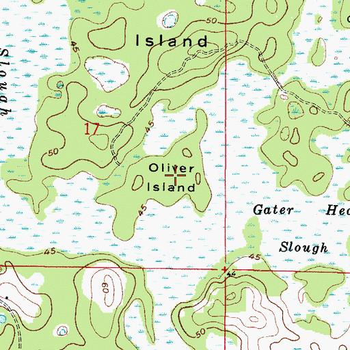 Topographic Map of Oliver Island, FL