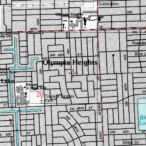 Topographic Map of Olympia Heights, FL