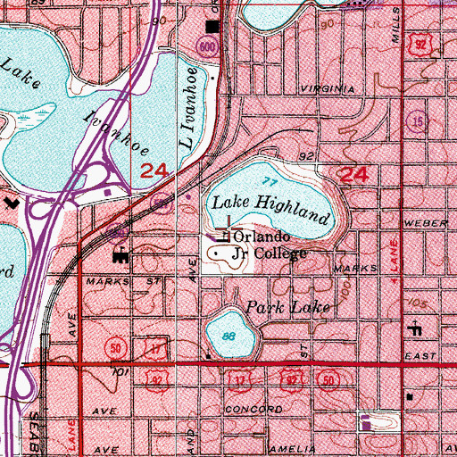 Topographic Map of Orlando Community College, FL