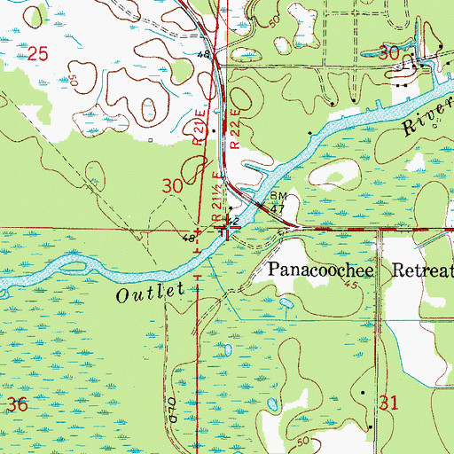 Topographic Map of Outlet River, FL