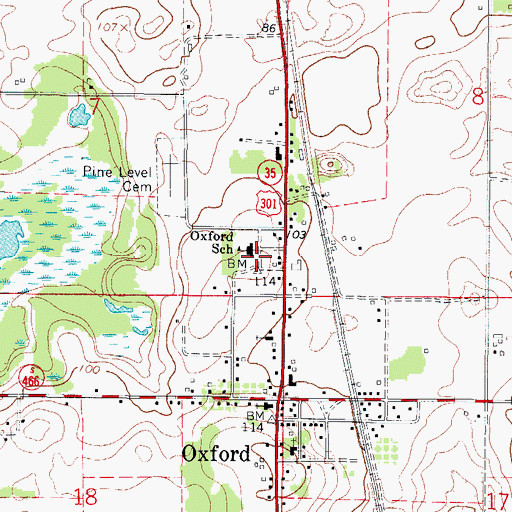 Topographic Map of Oxford School (historical), FL