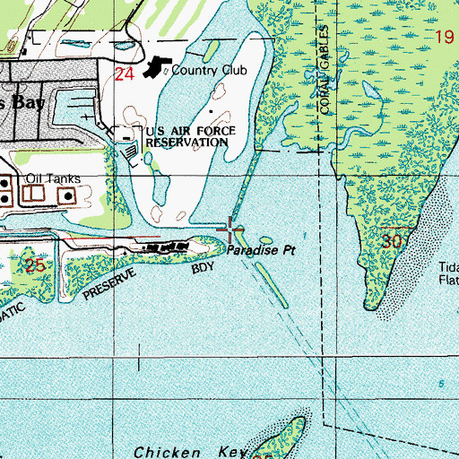 Topographic Map of Paradise Point, FL