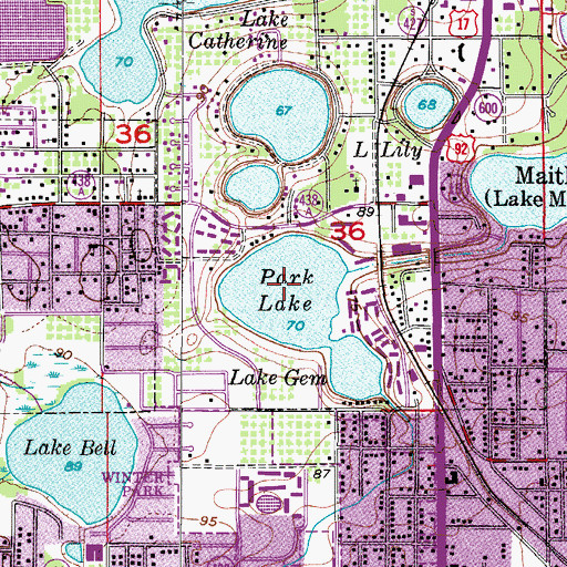 Topographic Map of Park Lake, FL